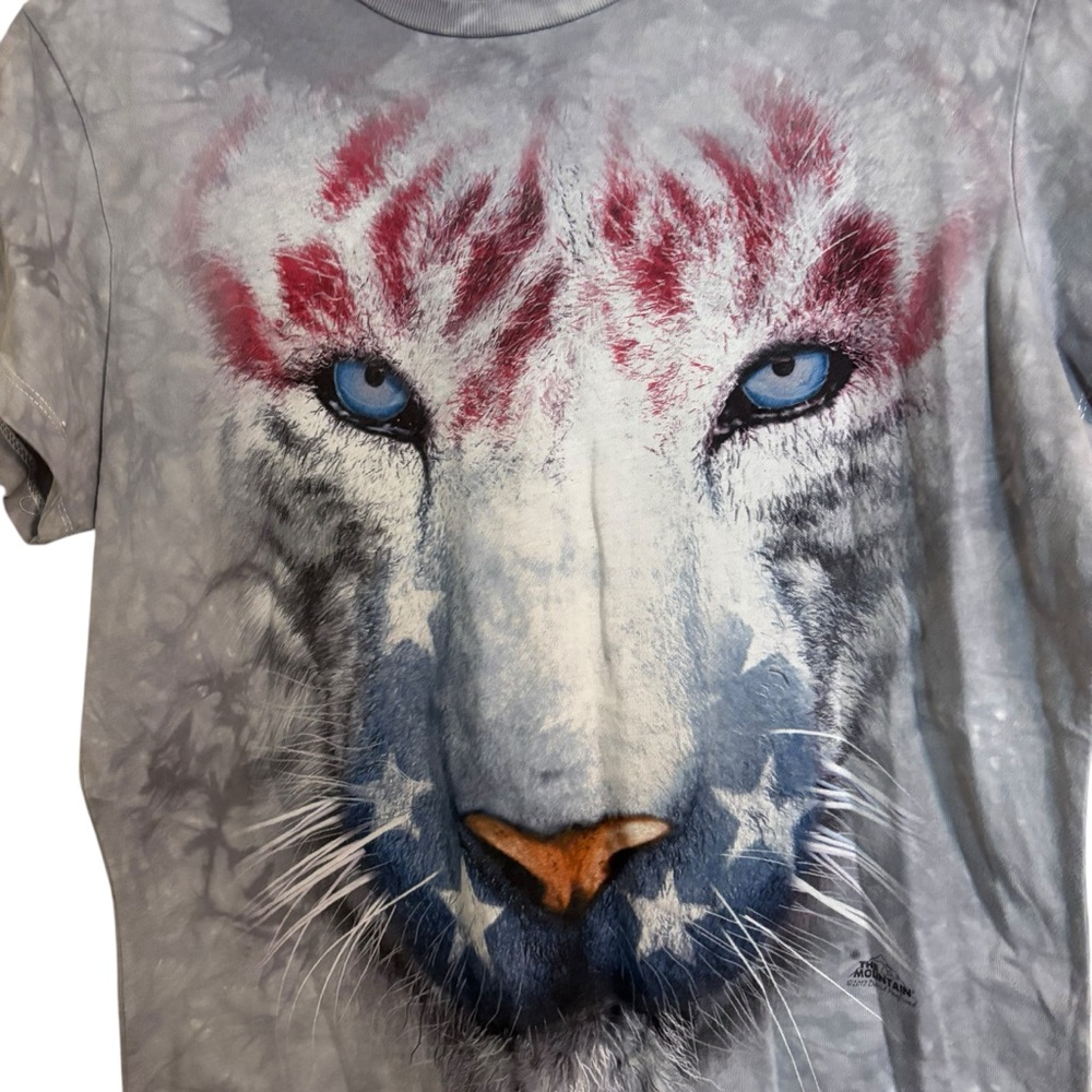 The Mountain Patriotic Tiger Face Gray Tie Dye Women's XL‎ - Picture 2 of 4